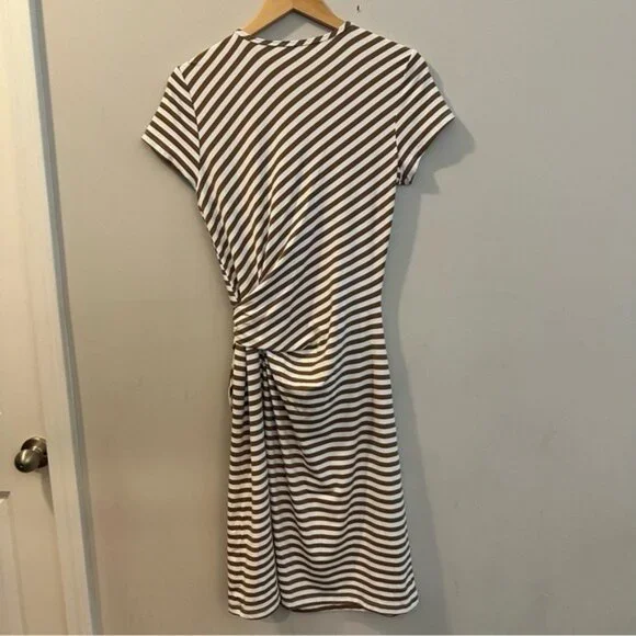 J.McLaughlin Elora Dress Brown White Stripes Catalina Cloth Sz M Coastal Prep - Picture 4 of 12